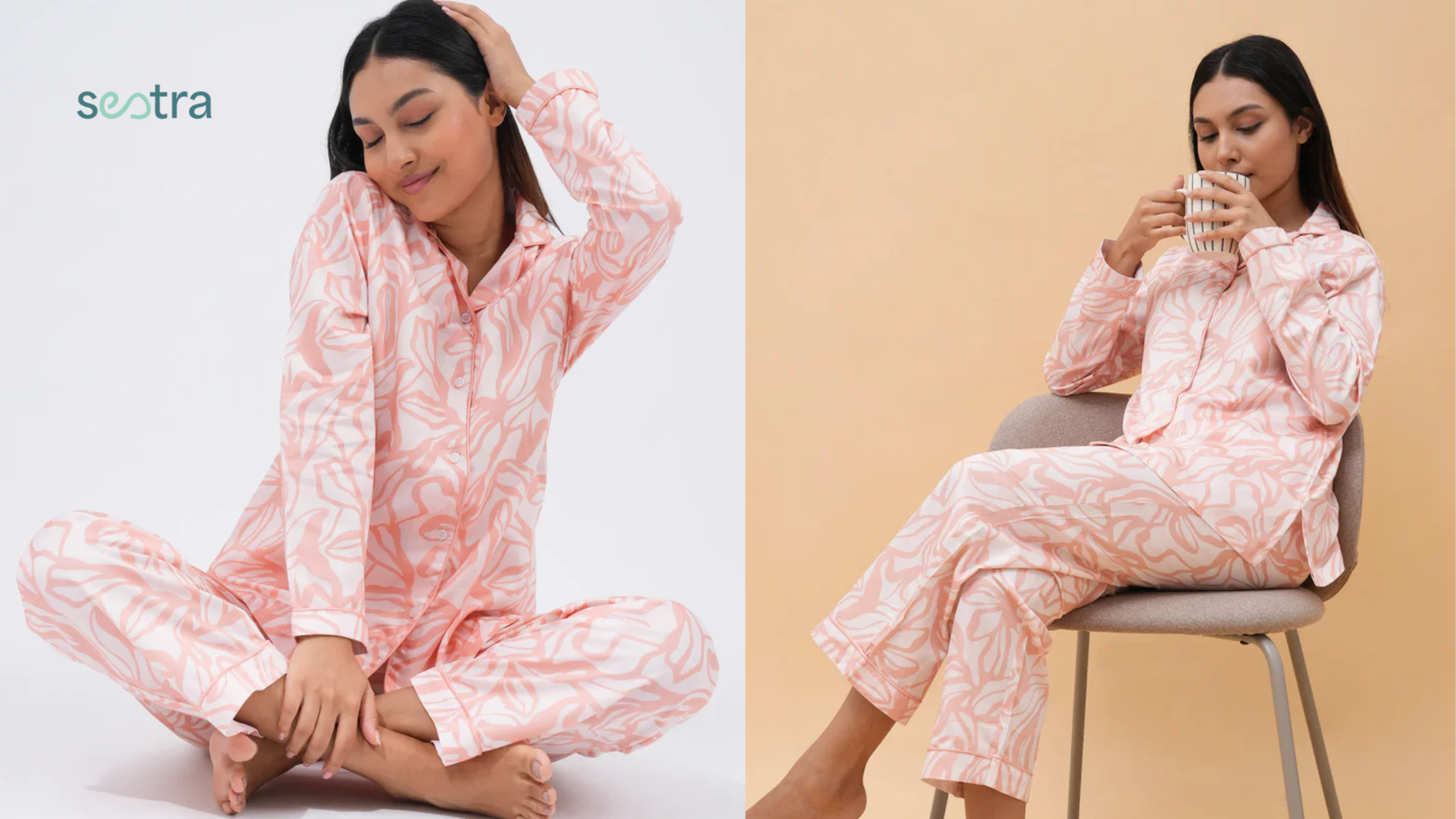 Pink patterned pajama set
