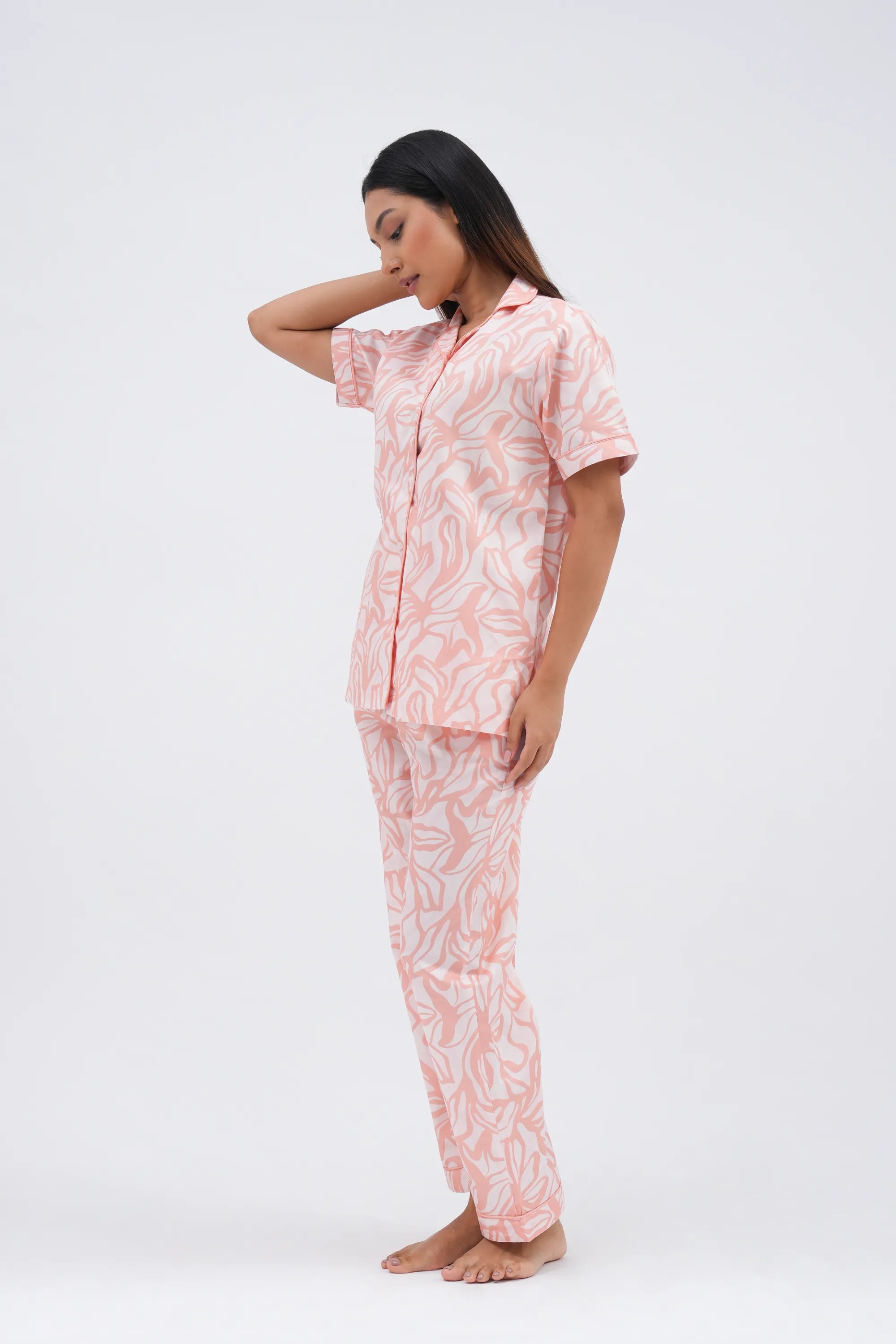 coral cloud bra-less pyjama set
