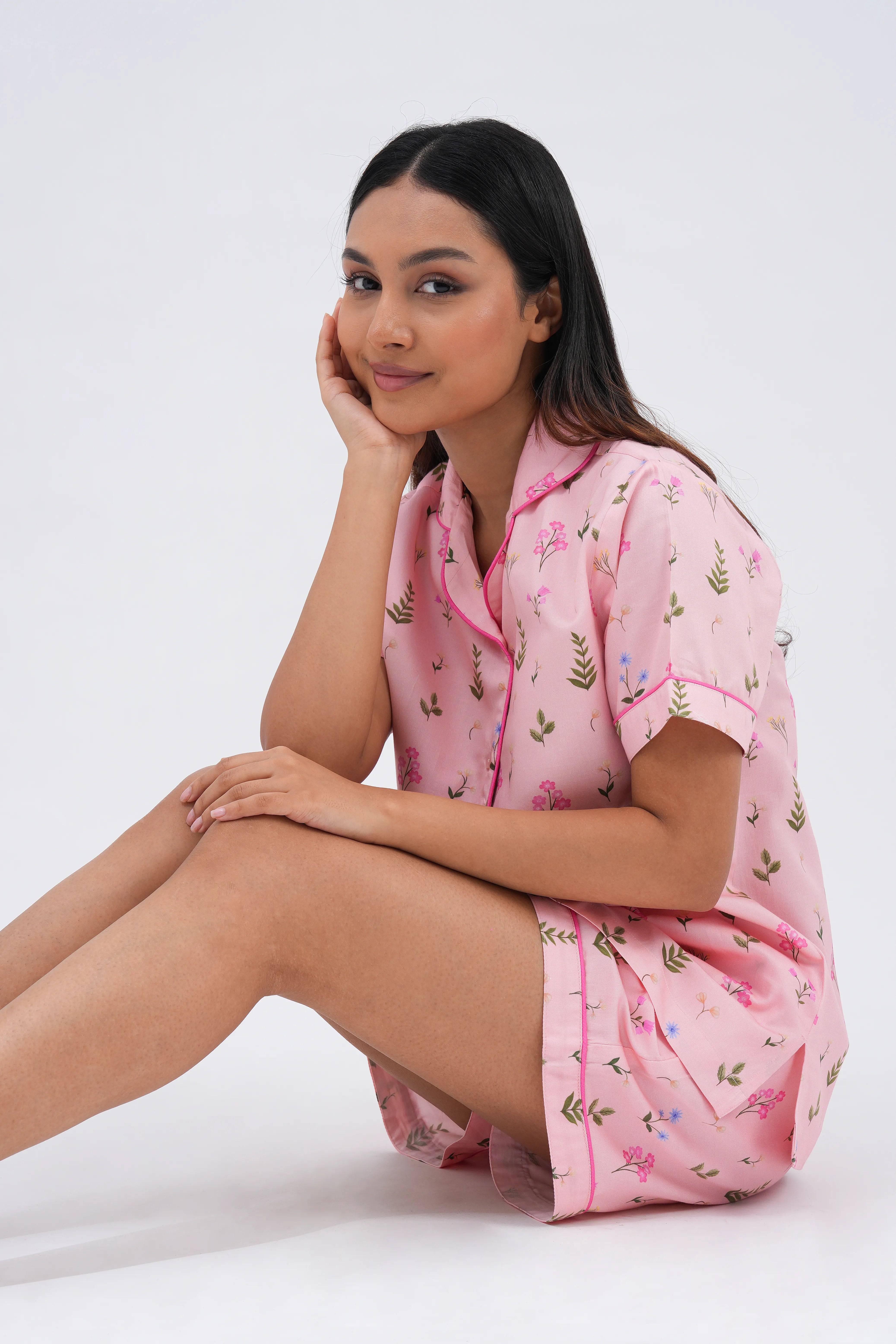 floral bloom bra-less shorts set