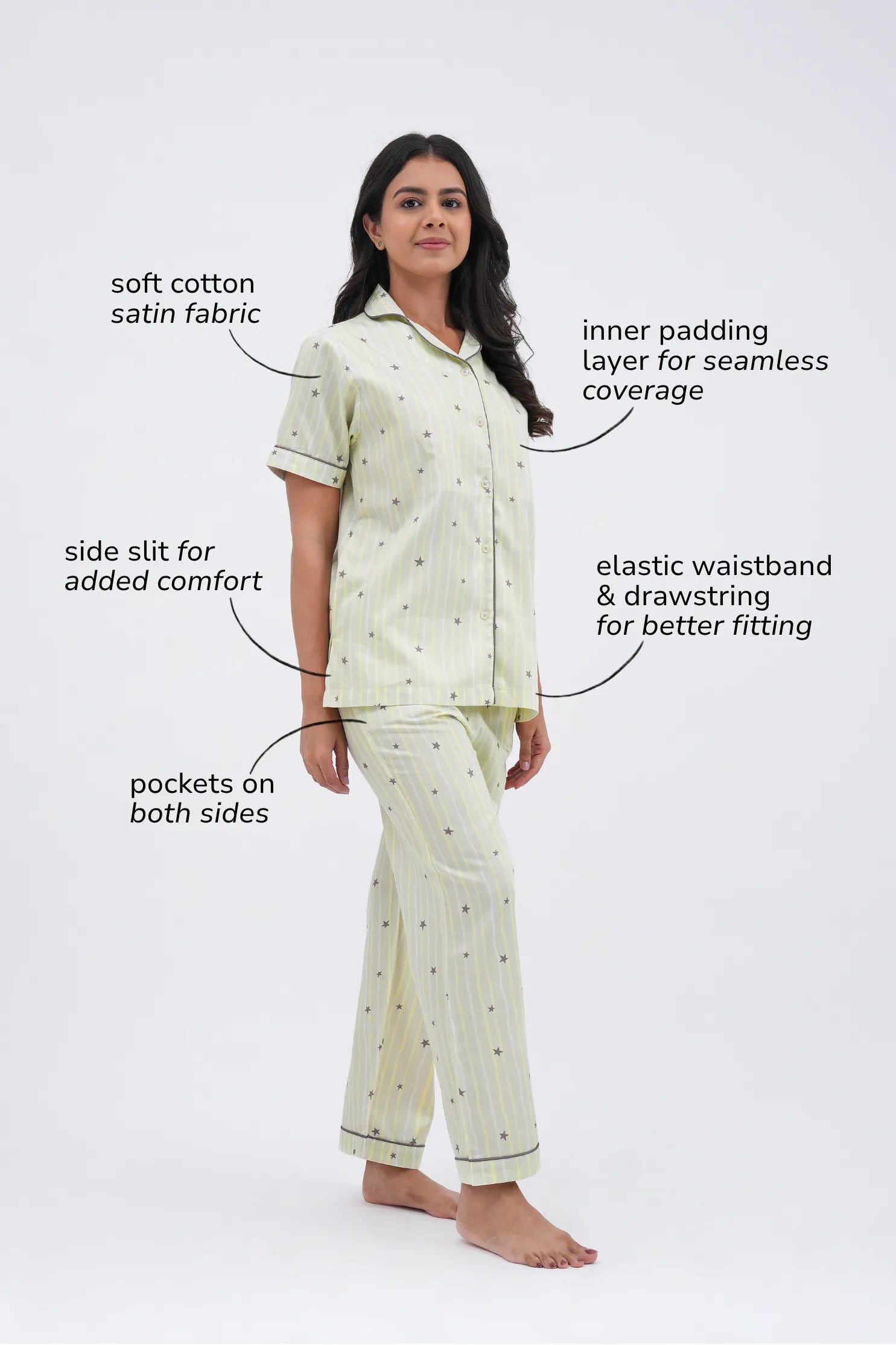 starry dreams bra-less pyjama set