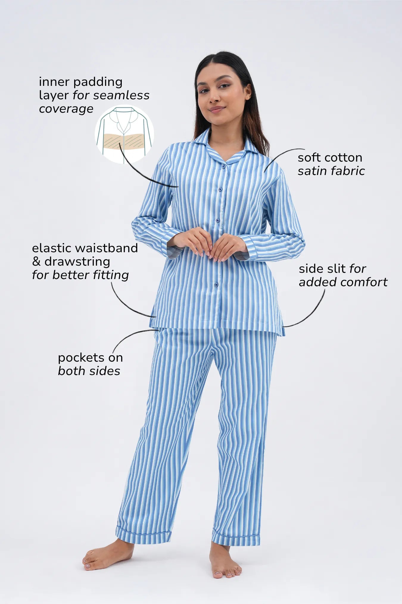 Morning dew bra-less pyjama set for women