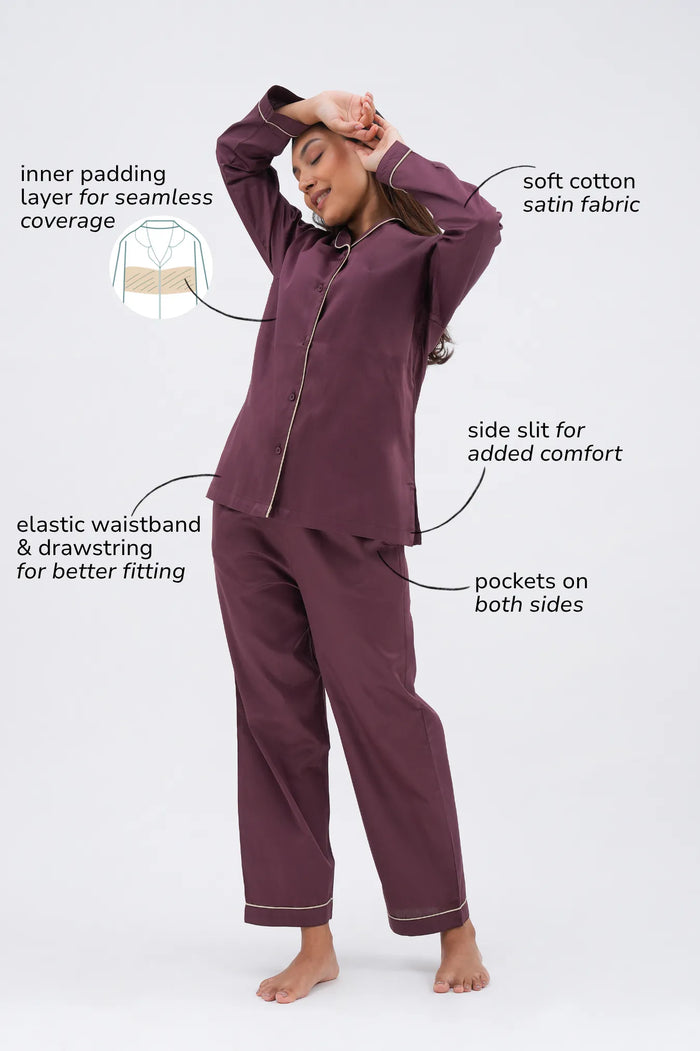 wine down bra-less pyjama set