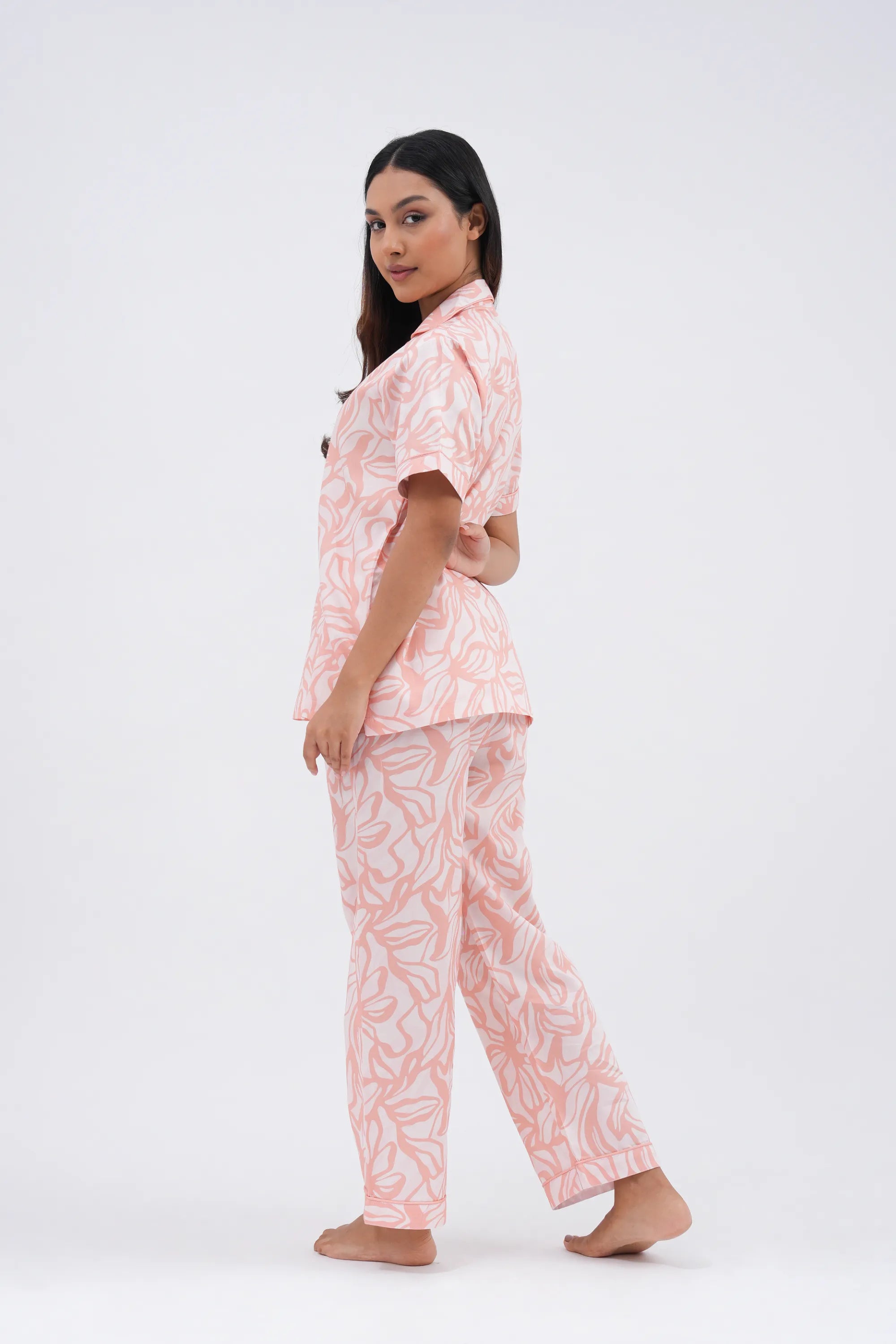 coral cloud bra-less pyjama set