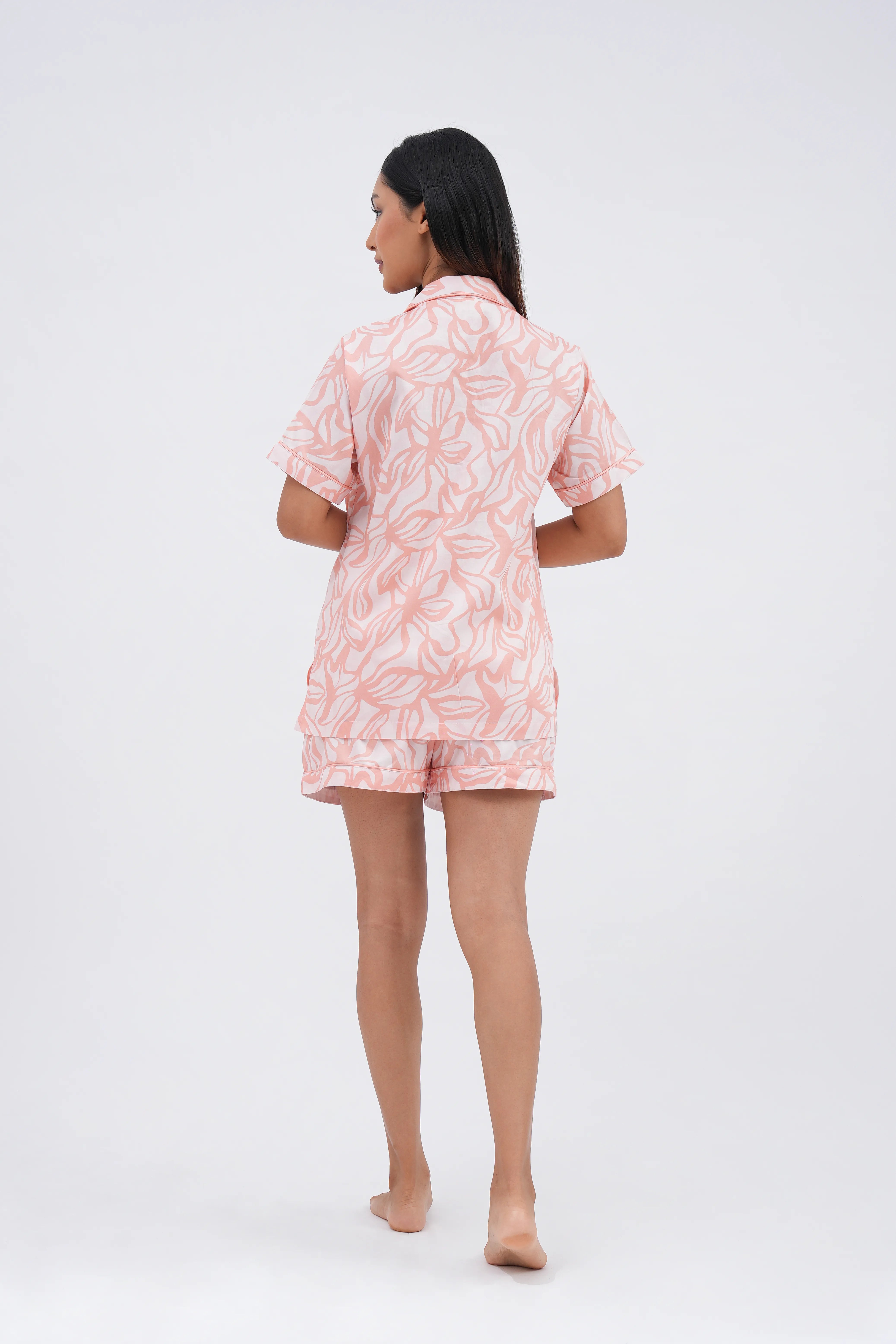 coral cloud bra-less shorts set