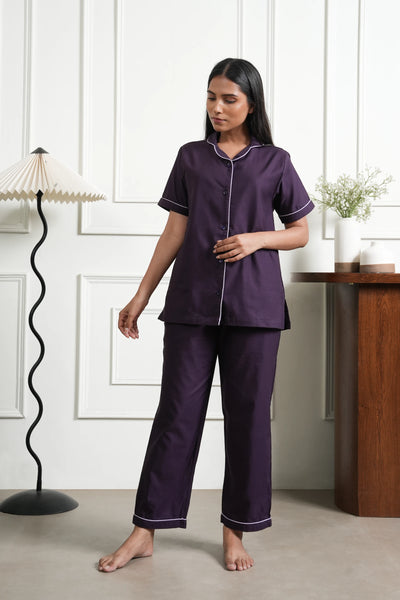 berry calm bra-less pyjama set