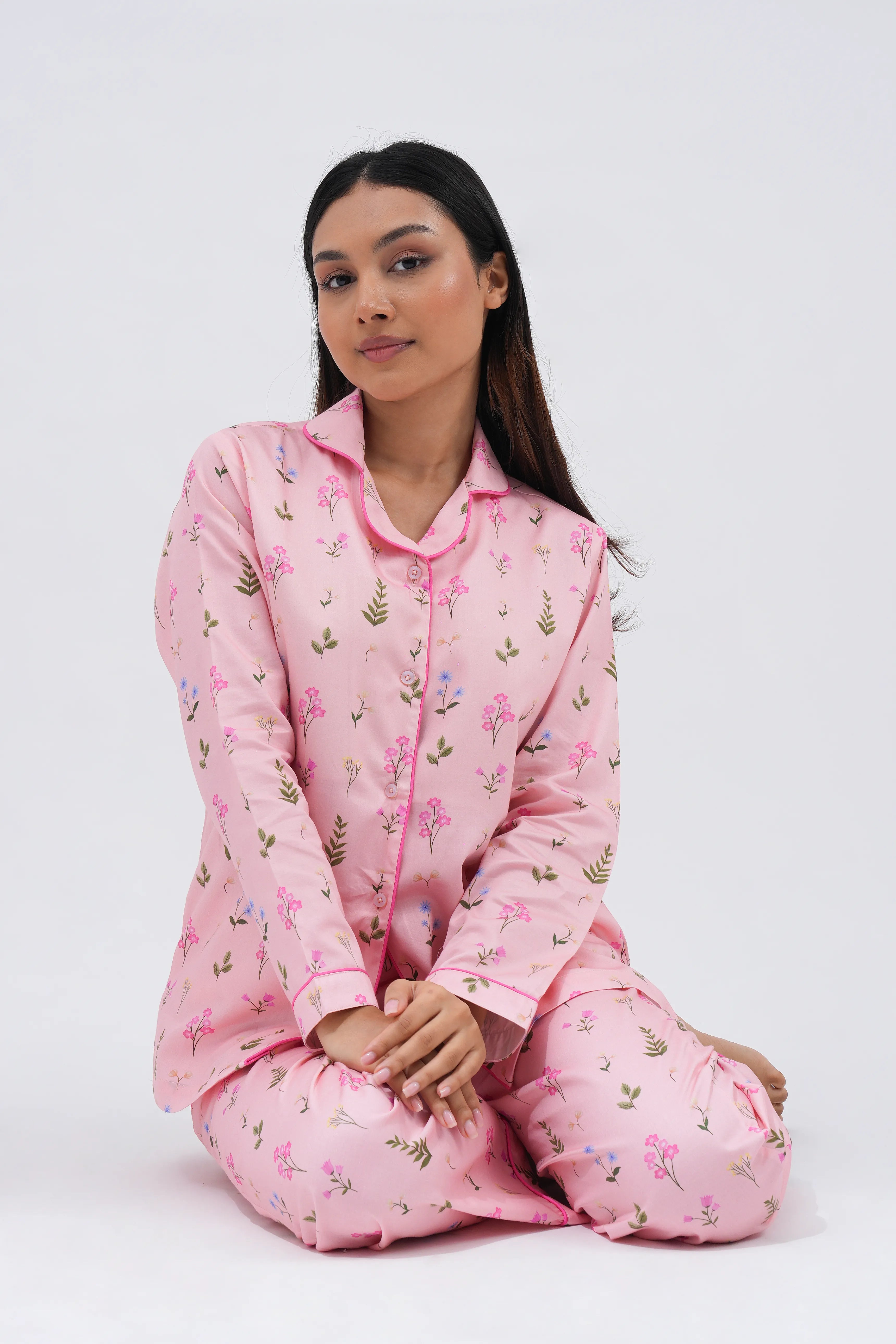 floral bloom bra-less pyjama set