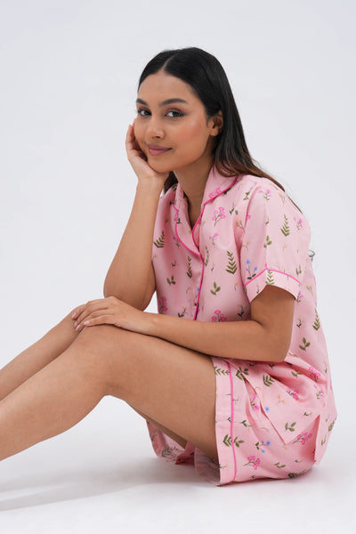 floral bloom bra-less shorts set