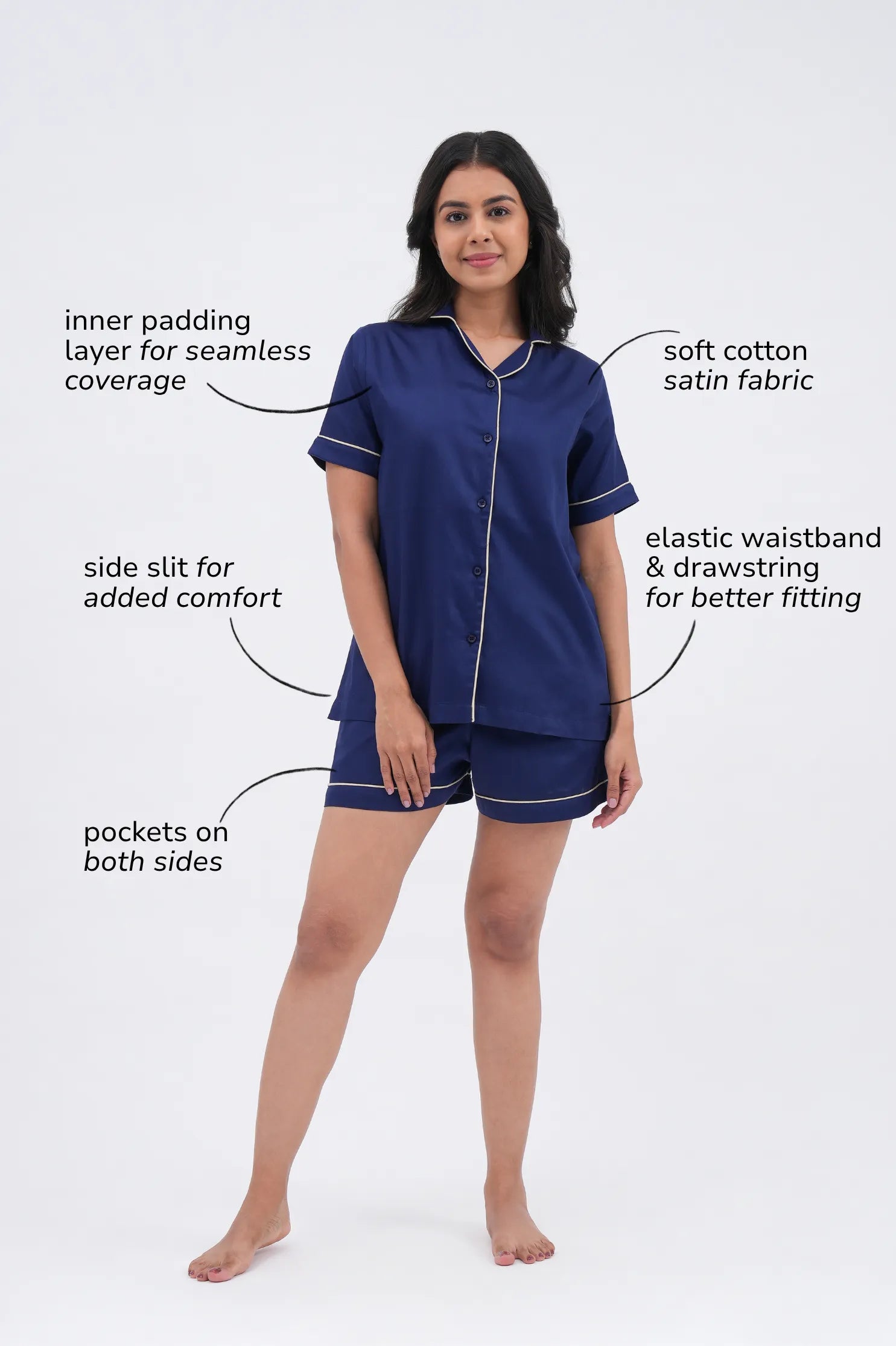 midnight sky bra-less shorts set