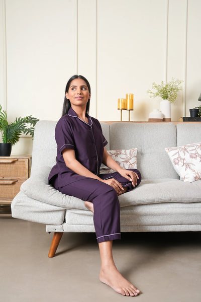 berry calm bra-less pyjama set