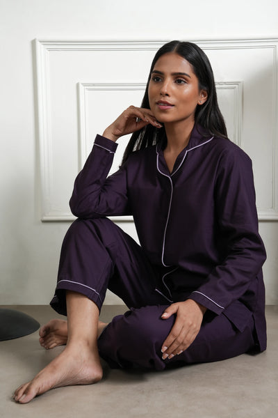 berry calm bra-less pyjama set
