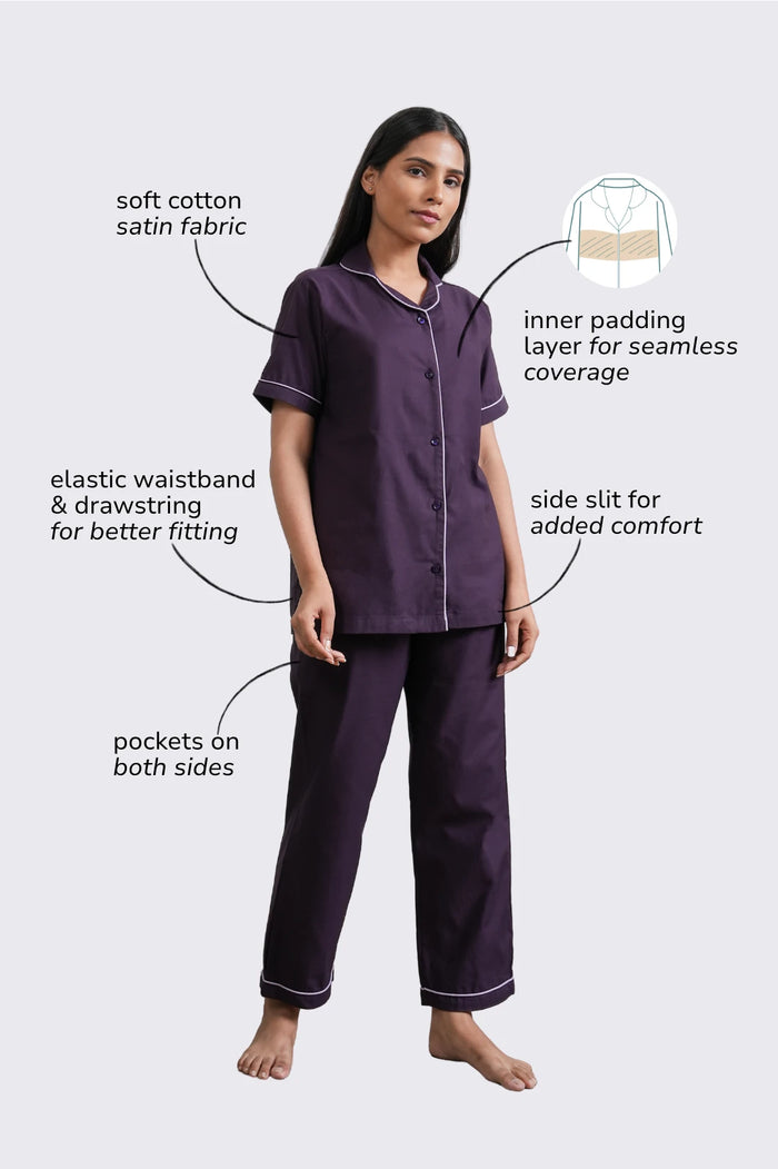 berry calm bra-less pyjama set