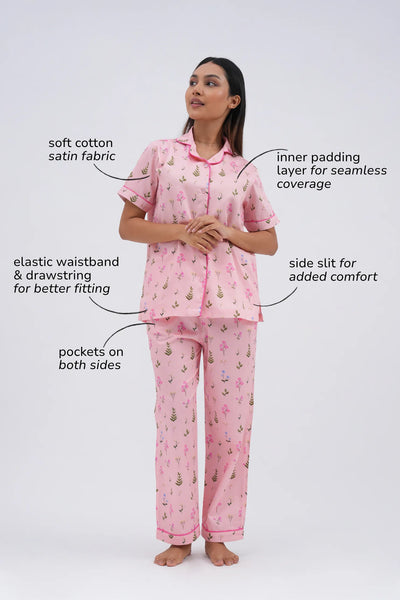 floral bloom bra-less pyjama set