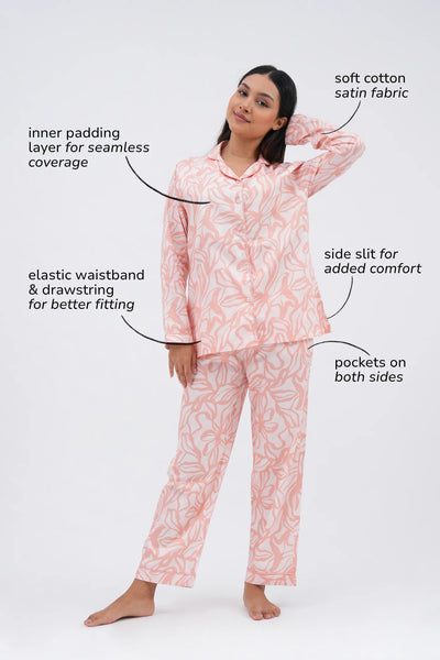 coral cloud bra-less pyjama set