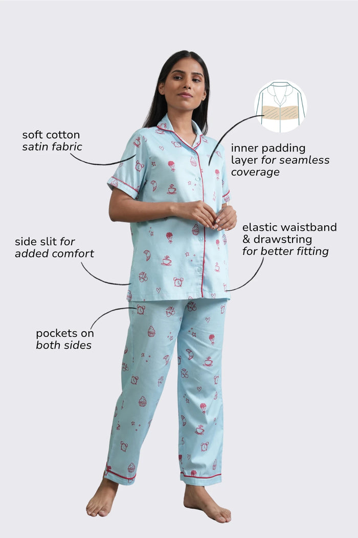 doodle dreams bra-less pyjama set