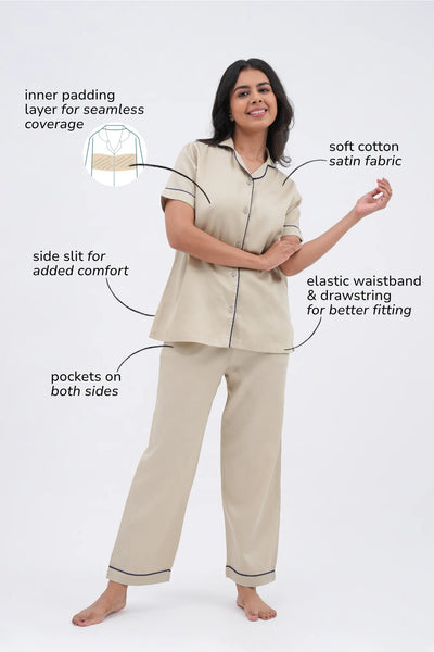 Latte love bra-less women nightwear pyjama set