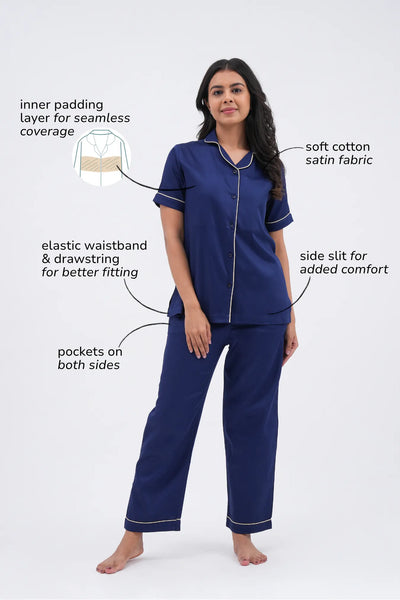 Midnight bra-less night suit pyjama set
