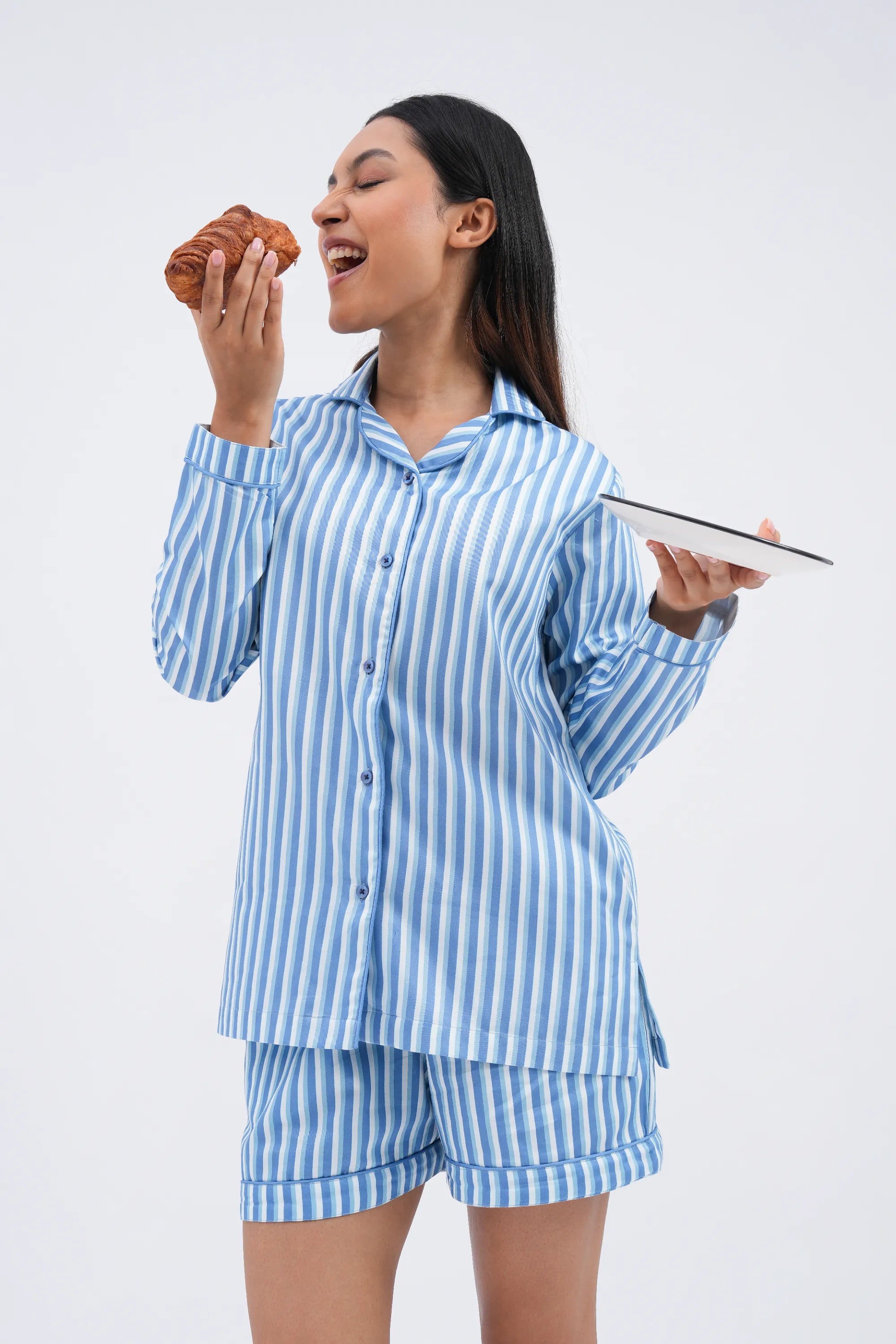 morning dew bra-less shorts set