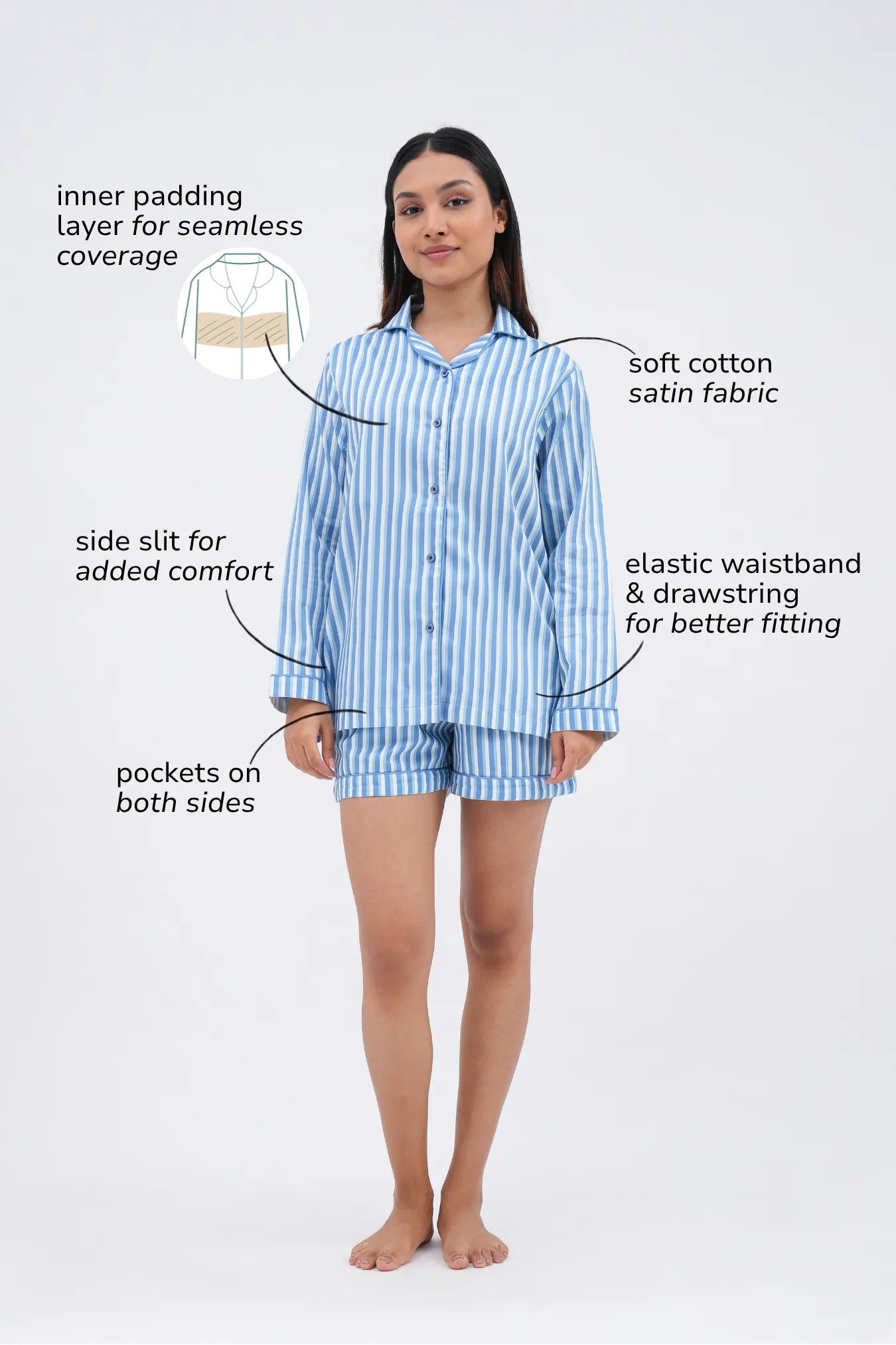 Morning dew bra-less night shorts for womens