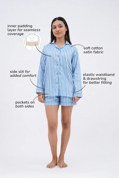 Morning dew bra-less night shorts for womens