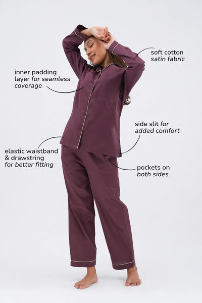 wine down bra-less pyjama set